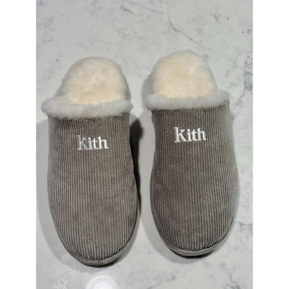 Kith NEW Corduroy Sherpa Shearling Slippers Tan EU 44 US 11 - Picture 1 of 5